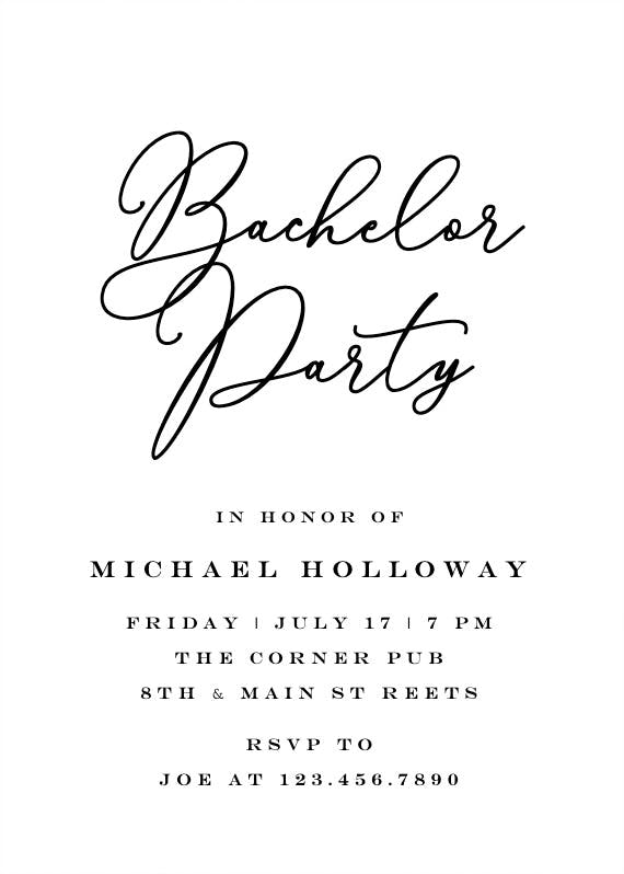 Bold bellisia - bachelor party invitation